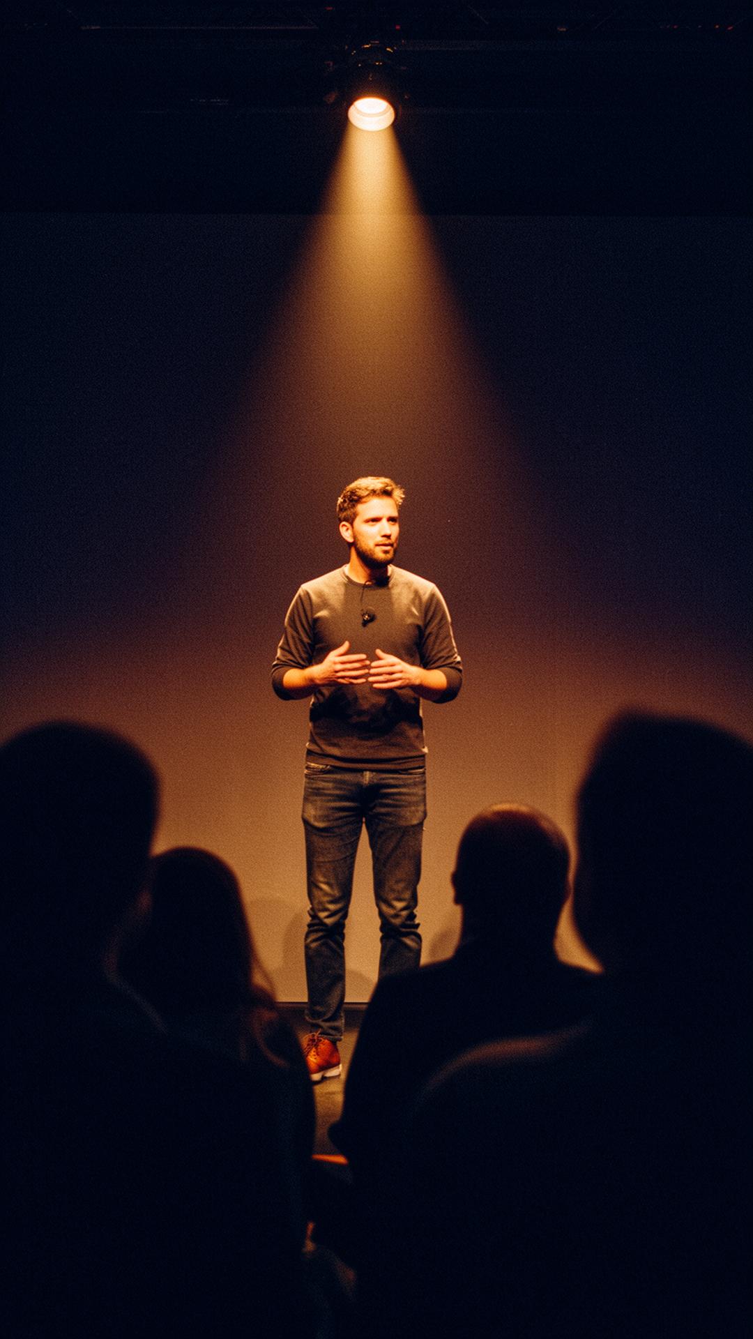 A founder pitching on stage at Palooza